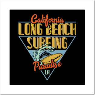 California Long Beach Surfing Posters and Art